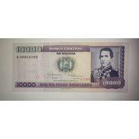Боливия 10000 песо 1984, с надпечаткой
