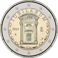 2 евро 2025 Италия Юбилейный год UNC из ролла
