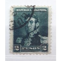 Аргентина 1892-1898гг. 2 песо Генерал Хосе де Сан-Мартин. гаш.