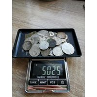 Лот (3) уставших серебряных монет, билон, серебро. С 1 рубля без МЦ