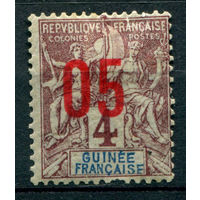 Французская Гвинея - 1912г. - аллегория, надпечатка 05 на 4 с - 1 марка - MH с потрескавшимся клеем [Mi 49]. #4-W1-113-A-1