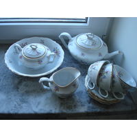 Антикварный чайный сервиз на 4 персоны. Старая Польша. Винтаж.