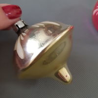 Ёлочная игрушка Юла серебро с золотом, стекло. СССР