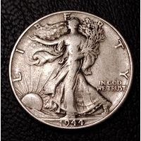 Пол доллара 1944 г. 1/2 доллара. Серебро.  С 1 рубля. Смотрите другие мои лоты с 1 рубля.