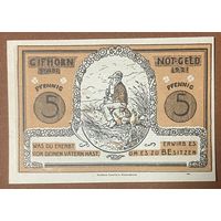 Нотгельд 5 пфеннигов 1921 год. Гифхорн. Веймарская республика
