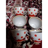 Чашки кофейные 6 шт. Горох Фарфор Городница СССР