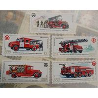Марки СССР 1985г История отечественного пожарного транспорта (5611-5615)