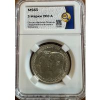 3 марки 1910А Саксен-Веймар-Эйзенах Свадьба слаб MS63