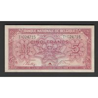 Бельгия 5 франков 1943 года. Тип Р-121. Состояние аUNC!