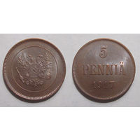 5 пенни 1917 UNC