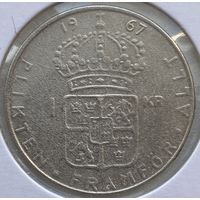 Швеция 1 крона 1967 г. В холдере