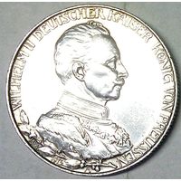 ГЕРМАНИЯ ПРУССИЯ 2 марки 1913 год "ВИЛЬГЕЛЬМ II - 25 лет Правления" (серебро) - ШТЕМПЕЛЬНЫЙ БЛЕСК!