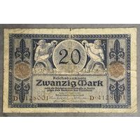 Банкнота 20 марок 1915 год. Германская империя.