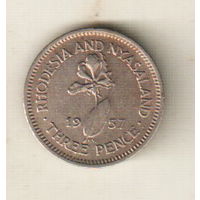 Родезия и Ньясаленд 3 пенс 1957
