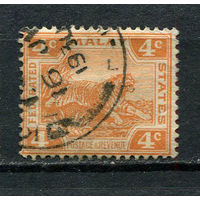 Федеративные Малайские штаты - 1922/1934 - Тигр 4С - [Mi.58] - 1 марка. Гашеная.  (Лот 76Gv)-T4P17