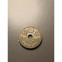 Япония 5 сен 1918г. Нечастая монета . Большой диаметр 20,6 мм