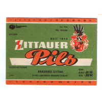 Этикетка пива Zittauer Pils Германия П803