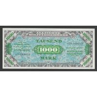 Германия 1000 марок 1944 года. 8-значный номер с чертой. Тип Р-198b. Состояние UNC!