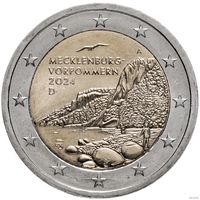 2 евро 2024 Германия Мекленбург-Передняя Померания дворы A G F D J UNC из ролла на выбор