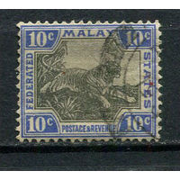 Федеративные Малайские штаты - 1922/1934 - Тигр 10С - [Mi.64] - 1 марка. Гашеная.  (Лот 77Gv)-T4P17