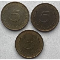Германия 5 пфеннигов 1991 г. А. Цена за 1 шт.