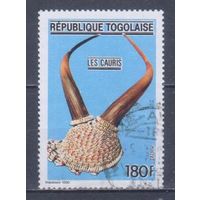 [1723] Того 1990. Культура Африки.Головной убор из раковин каури. Концовка серии.Гашеная марка.