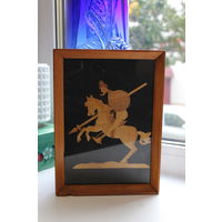 Картина панно соломка СССР "Русский воин-всадник на коне"