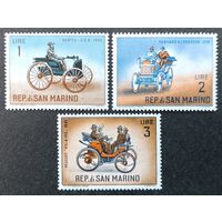 Марки. Сан-Марино. 1962 г. Транспорт. РЕТРО-АВТОМОБИЛИ. НАБОР
