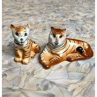 Лот. Статуэтки фарфоровые "Тигр с тигрёноком"     ДФЗ