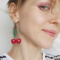 Вишни. Серьги ручной работы.