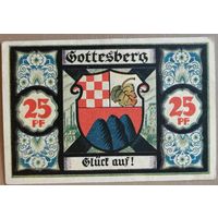 Германия 25 пфеннигов 1921 г Готтесберг (Notgeldschein der Stadt Gottesber), aUNC