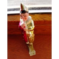 Елочная игрушка на прищепке Клоун с дудочкой винтажная советская, стекло, СССР