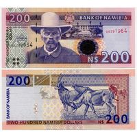 Намибия. 200 долларов (образца 1996 года, P10b, подпись 3, UNC)