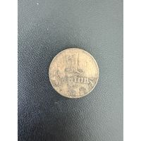 1 сантим 1928 года. Нормальное состояние. С 1 рубля