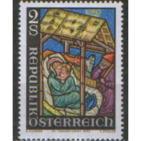 Полная серия из 1 марки 1973г. Австрия "Рождество. Витраж церкви Святого Эрхарда" MNH