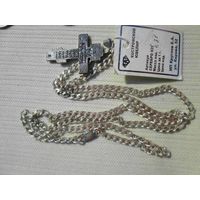 Серебряные крестик и цепочка