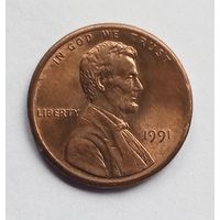 США 1 цент 1991 г.