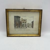 Антикварная гравюра под стеклом Пьяченца. Италия. Арт 3348