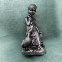 Старт с 1 Рубля !!! Статуэтка СССР Девочка и Гуси металл метал Тяжелая 2.2кг  !!!