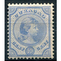 Нидерландские колонии - Кюрасао - 1892/96г. - королева Вильгельмина, 10 с - 1 марка - MLH, слегка потрескавшийся клей [Mi 25]. #3-WB-89-A-1