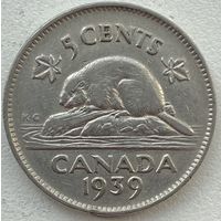 Канада 5 центов 1939 г.