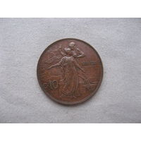 Италия 10 чентезимо 1911 год Виктор Эммануил III  50 лет Королевству