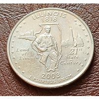 США 25 центов , D  2003 Квотер штата Иллинойс   ( 2-5-5 )