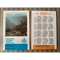 Карманный календарик. Уникальные объекты Узбекистана. 1989 год