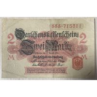 Банкнота 2 марки 1914 год. Германская империя. С рубля без МЦ.