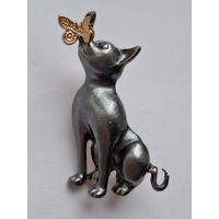 Брошь. Котик. Металл