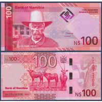 Намибия, 100 долларов 2025 г., P-W23 (KK, вождь Хендрик Витбой, антилопа орикс), UNC