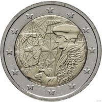 2 евро 2022 Латвия 35 лет программы Erasmus UNC из ролла