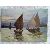 1957. Сулименко. Парусники на реке Рангун