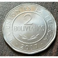Боливия 2 боливиано, 2017     ( 2-7-7 )
